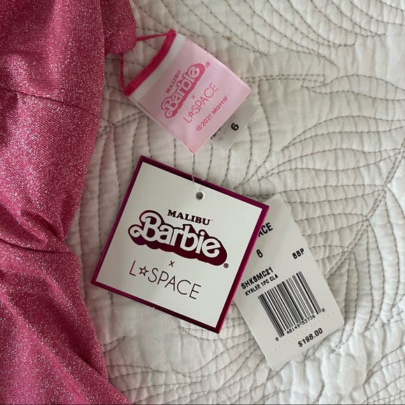 L*space Limited Edition Pink Shimmer Malibu Barbie One Piece Swimsuit Size 6 NWT - Picture 7 of 7